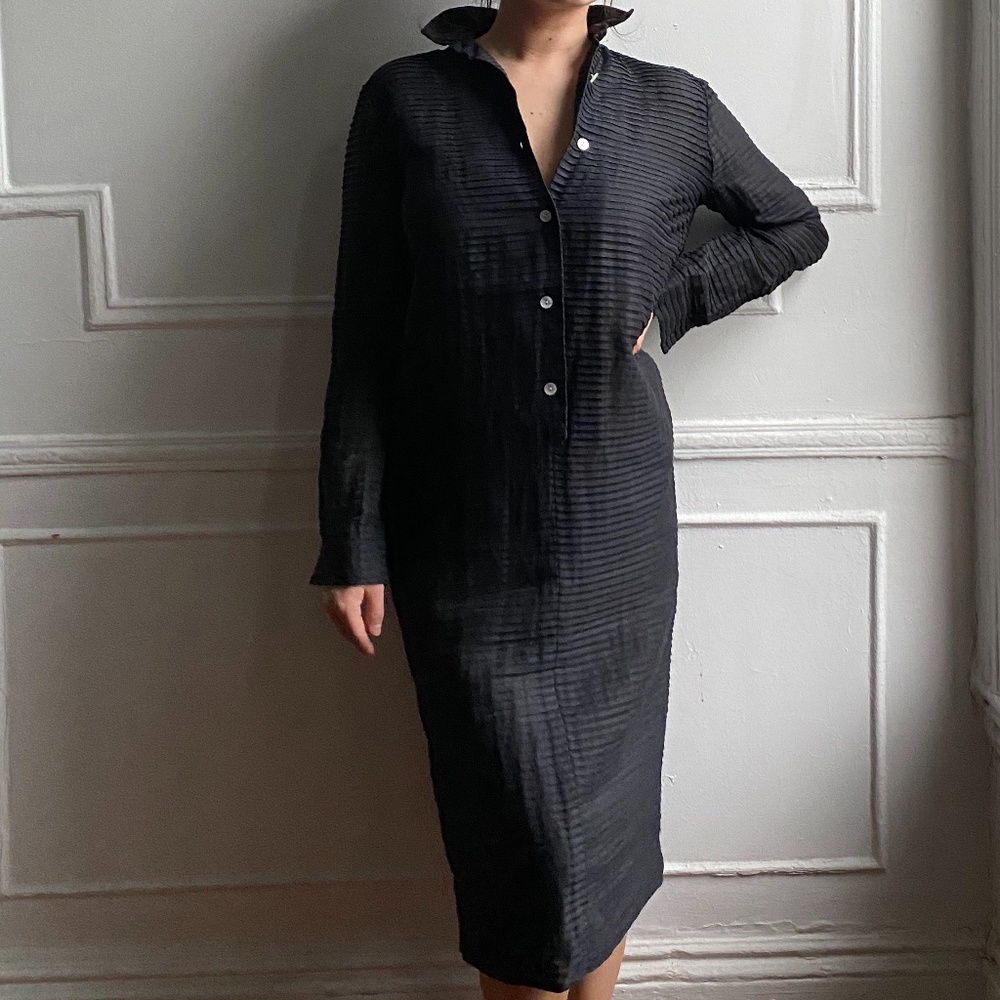 vintage 40s black knee length dress / medium